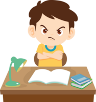 kid learning doing homework read and writing on desk png