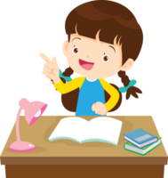 kid learning doing homework read and writing on desk png