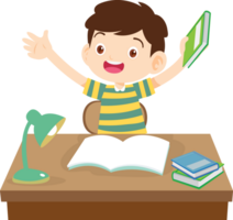 kid learning doing homework read and writing on desk png