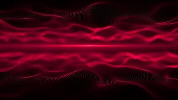 Similar red waves glow. Liquid graphic landscape in red color. Abstract background of earth and sky. Symmetrical space desert. Red sea horizon made of burning particles. An obsessive Sci-fi microcosm. video