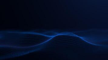 Digital blue waves. Linear sea. Looping graphic landscape, typographic map. Wavy space. Sci-fi microworld. Focused gradient blue background. Data flow concept. Blue field glowing HUD. Blue background video