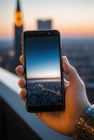 Close-up of a person's hand holding a smartphone photo