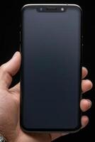 Close-up of a person's hand holding a smartphone photo
