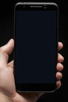 Close-up of a person's hand holding a smartphone photo