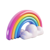 Cloud with rainbow in 3d render isolated on transparent background png