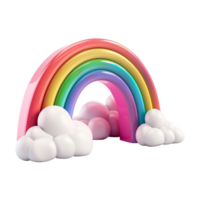 Cloud with rainbow in 3d render isolated on transparent background png