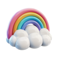 Cloud with rainbow in 3d render isolated on transparent background png