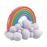 Cloud with rainbow in 3d render isolated on transparent background png