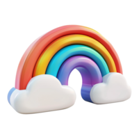 Cloud with rainbow in 3d render isolated on transparent background png