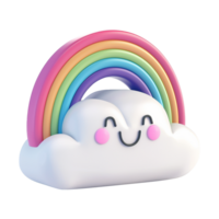 Cloud with rainbow in 3d render isolated on transparent background png