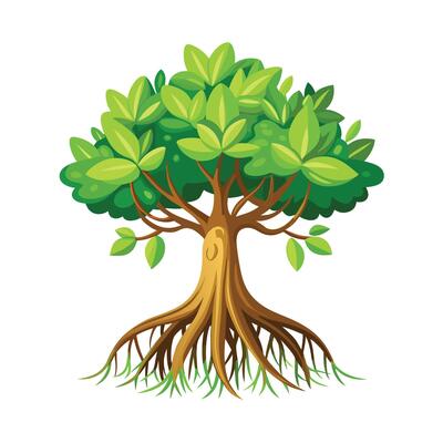 Beautiful Single Big Tree Illustration