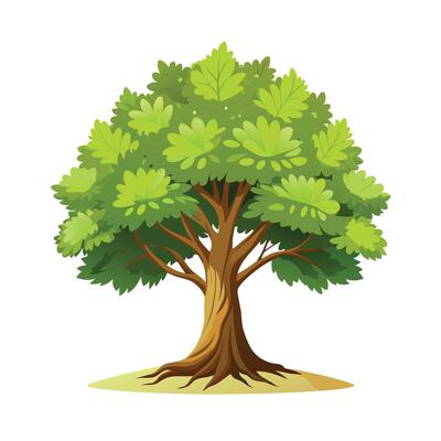 Beautiful Single Big Tree Illustration