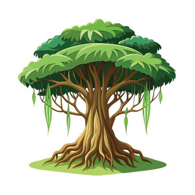 Beautiful Single Big Tree Illustration