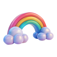 Cloud with rainbow in 3d render isolated on transparent background png