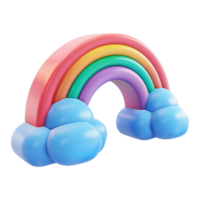 Cloud with rainbow in 3d render isolated on transparent background png