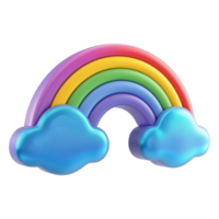 Cloud with rainbow in 3d render isolated on transparent background png