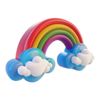 Cloud with rainbow in 3d render isolated on transparent background png