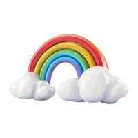 Cloud with rainbow in 3d render isolated on transparent background png