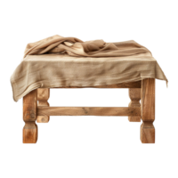 Wooden table with fabric isolated on transparent background png