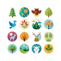 Nature Icon Set Collection Illustration vector