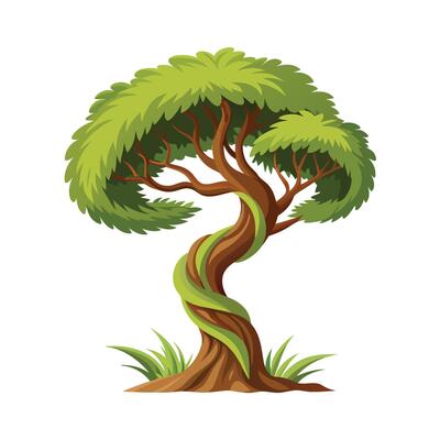 Beautiful Single Big Tree Illustration