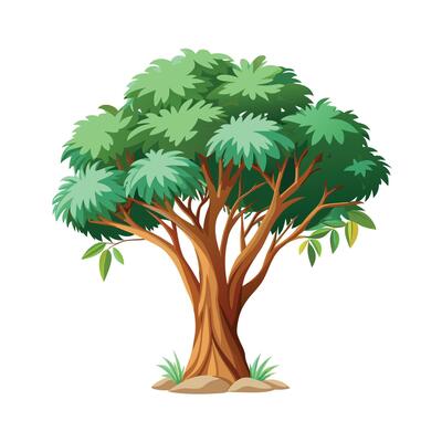 Beautiful Single Big Tree Illustration