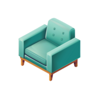 Isometric Armchair 3D rendering isolated on transparent background png