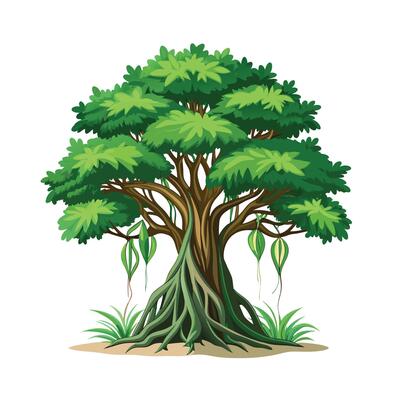 Beautiful Single Big Tree Illustration