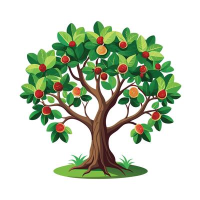 Beautiful Single Big Tree Illustration