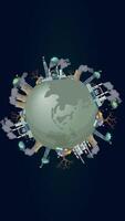 Factories That Damage the Earth Rotating 2D Animation Vertical video