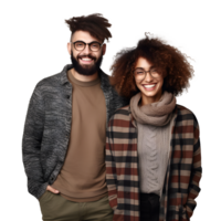 a couple with glasses and a beard posing for the camera png
