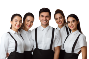 a group of smiling waiters and waitresses png