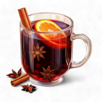 Generated Ai Christmas red mulled wine in cup png