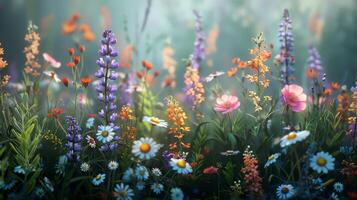 Colorful Wildflower Meadow in Full Bloom photo
