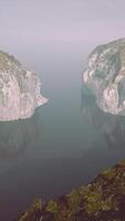 aerial view on white stones on ocean bottom and chalk cliffs video
