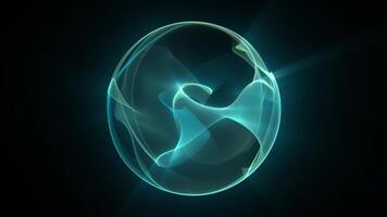 Liquid energy sphere with smooth waves slowly floating inside and soft glow effect on a dark background. Seamless vj loop animation of magic plasma orb for science and art performance. Looped 4K 60fps video