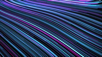 Digital background with pink and blue neon light streaks and smoothly floating signal lines. Futuristic data trace for computer science and internet connection with bright glow effect. 4K 30fps video
