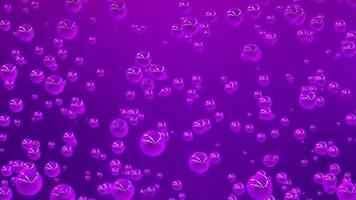 Looped screensaver with purple sparkling water bubbles smoothly floating up on a shiny background. Abstract underwater spheres animation for event, music festival or art performance. VJ loop 4K 60fps video