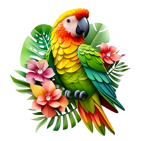 Cute Floral parrot Bird Sublimation isolated on transparent background png