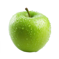green apple with water droplets on it, on a transparent background png