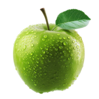 green apple with water droplets on it, on a transparent background png