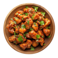 chicken wings in a bowl with parsley on a transparent background png