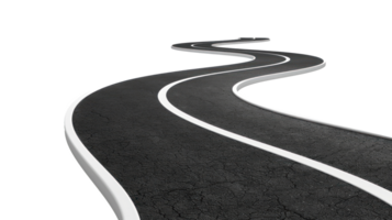 an empty road with a curved path going up to the sky on transparent background png