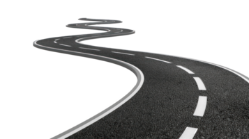 an empty road with a curved path going up to the sky on transparent background png