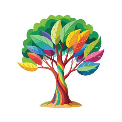 Beautiful Single Big Tree Illustration