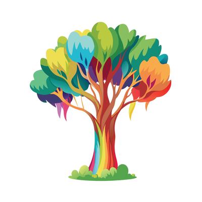 Beautiful Single Big Tree Illustration