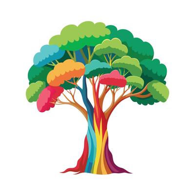 Beautiful Single Big Tree Illustration