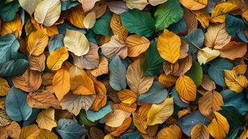 Autumn leaves background top view photo