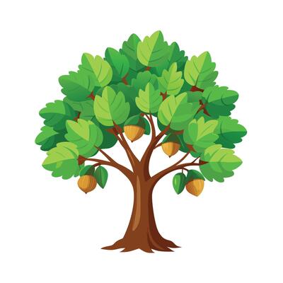 Beautiful Single Big Tree Illustration