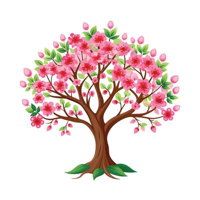 Beautiful Single Big Tree Illustration